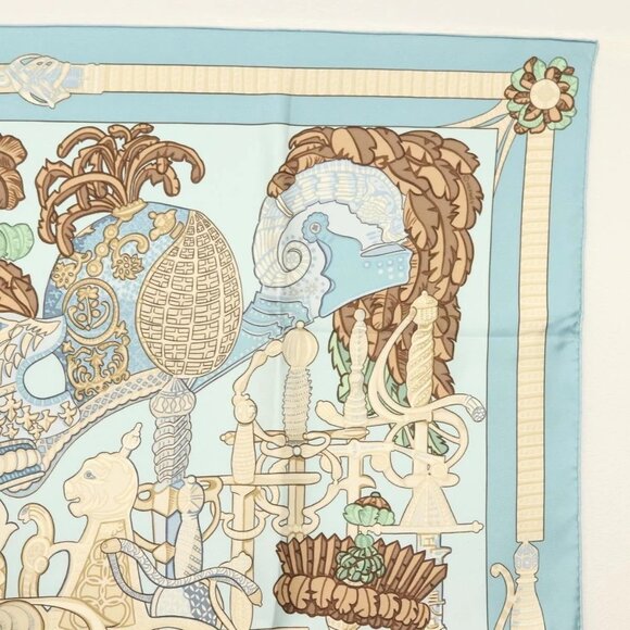 HERMES Carre 90 Scarf ""ARMETS PANACHE"" Silk Blue Auth 139211 - Picture 4 of 15